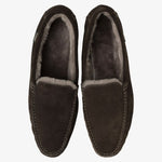 Guards Shearling Lined Suede Slippers in Dark Brown