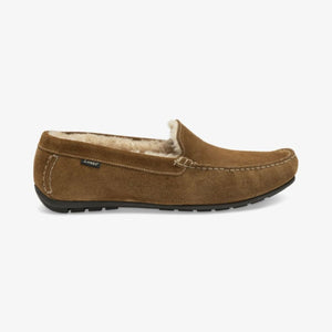 Guards Shearling Lined Suede Slippers in Tan
