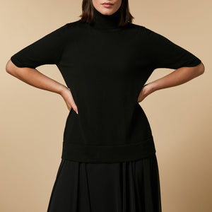 Alfa Wool S/S Sweater in Black