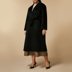 Tema Double Faced Pure Wool Coat in Black
