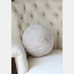 Sheepskin Ball Cushion in Ivory White