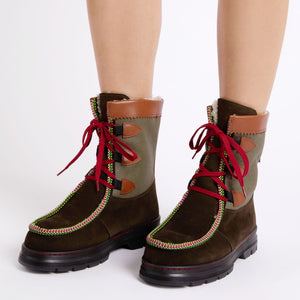 Midcalf Intrepid Shearling Lined Boots in Khaki