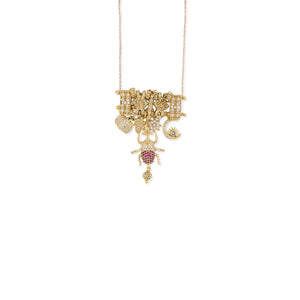 Animalia Beetle & Moon Necklace in Gold