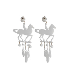 Horse Earrings in White