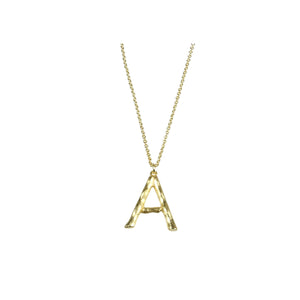 Bamboo Letter A Necklace in Gold