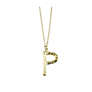 Bamboo Letter P Necklace in Gold