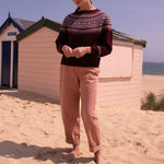 Fairisle Yoke Sweater in Port/Aqua