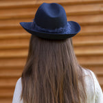 Felt Fedora with Mohair Band in Navy