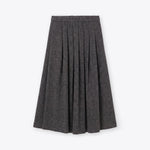 ROSSO35 Tweed Pleated Wool Midi Skirt in Dark Grey