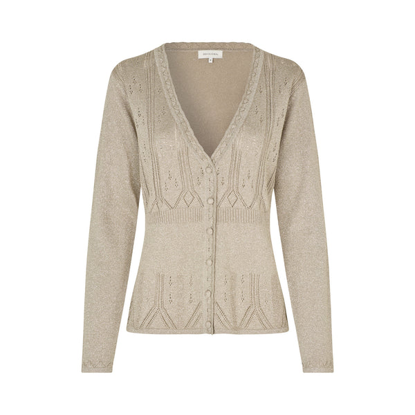 DEA KUDIBAL Barbro Knit Cardigan in Glitter Beige