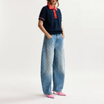 ESSENTIEL ANTWERP Kontrast Knitted Polo in Navy