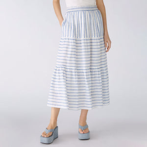 Striped Maxi Skirt in White/Blue