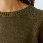 OUI Boxy Short Wool Mix Jumper in Khaki