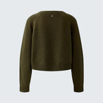 OUI Boxy Short Wool Mix Jumper in Khaki