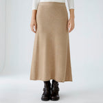 OUI Wool Mix Knitted Skirt in Beige Melange