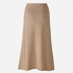 OUI Wool Mix Knitted Skirt in Beige Melange