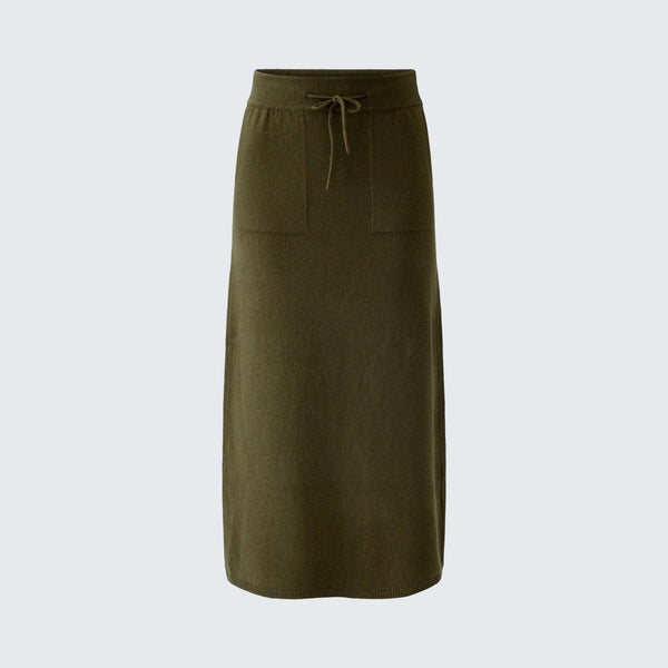 OUI Wool Blend Knitted Skirt in Khaki