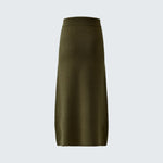 OUI Wool Blend Knitted Skirt in Khaki