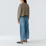 OUI Oversized Striped Jumper in Khaki/Rose