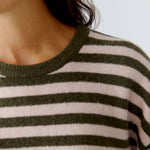OUI Oversized Striped Jumper in Khaki/Rose