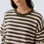 OUI Oversized Striped Jumper in Khaki/Rose
