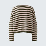 OUI Oversized Striped Jumper in Khaki/Rose