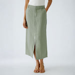 OUI 92882 Linen Skirt in Sage