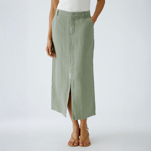 OUI 92882 Linen Skirt in Sage