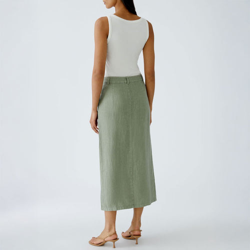 OUI 92882 Linen Skirt in Sage