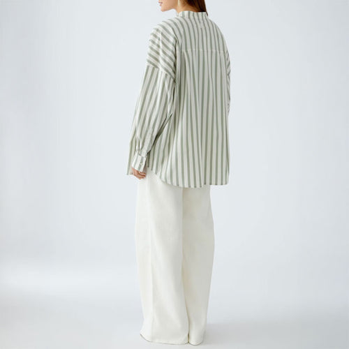 OUI 92937 Long Blouse in Green White