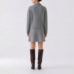 OUI Short Button Up Wool Mix Jacket in Steel Grey