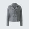 OUI Short Button Up Wool Mix Jacket in Steel Grey