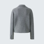 OUI Short Button Up Wool Mix Jacket in Steel Grey
