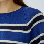 OUI Stripe Round Neck Jumper in Blue/Blue