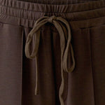 OUI Marlene Long Straight Leg Drawstring Waist Trousers in Mulch