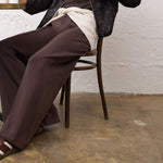 OUI Marlene Long Straight Leg Drawstring Waist Trousers in Mulch