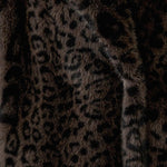 OUI Leopard Print Faux Fur Long Coat in Dark Brown/Grey-Black