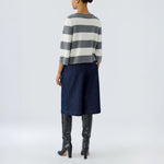 OUI Block Stripe Wide Jumper in Grey/White