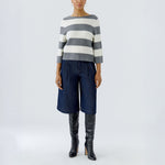 OUI Block Stripe Wide Jumper in Grey/White