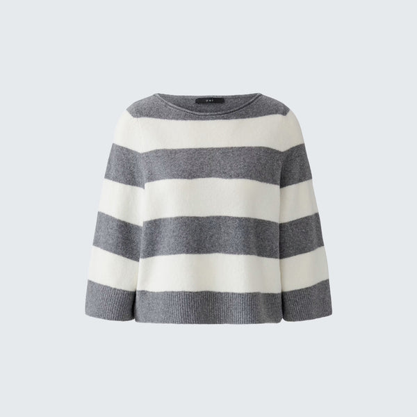 OUI Block Stripe Wide Jumper in Grey/White