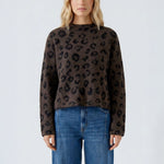 OUI Leopard Print Jumper in Dark Brown/Grey-Black
