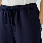 OUI Straight Leg Drawstring Trousers in Dark Blue