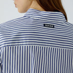OUI Stripe Frill Cuff and Hem Shirt in White/Blue