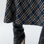 OUI Check Midi Skirt in Dark Blue/Camel