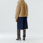 OUI Faux Fur Short Jacket in Sweet Maple