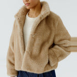 OUI Faux Fur Short Jacket in Sweet Maple