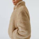 OUI Faux Fur Short Jacket in Sweet Maple