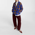 ESSENTIEL ANTWERP Karreau Check Cardigan in Blue/Brown
