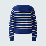 OUI Stripe Round Neck Jumper in Blue/Blue