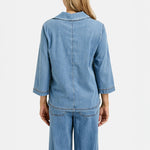 SMITH & SOUL Lyocell Polo Collar Blouse in Denim